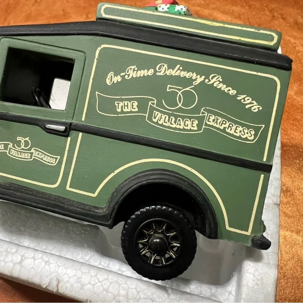Vintage Department 56 Village Express Van ceramic hand painted green